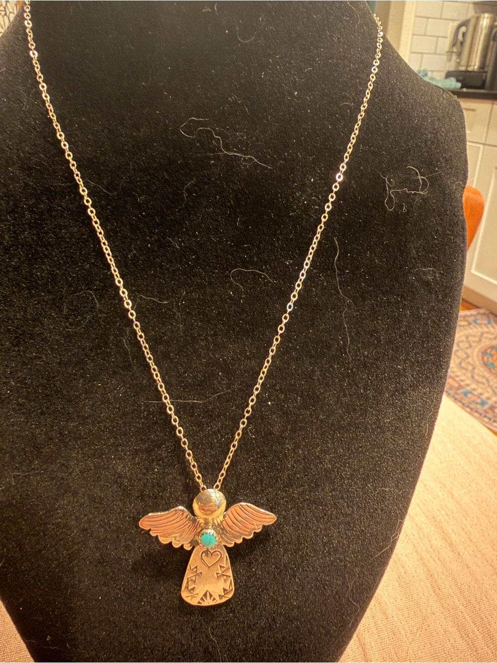 Navajo 925 Angel with Turquoise Necklace